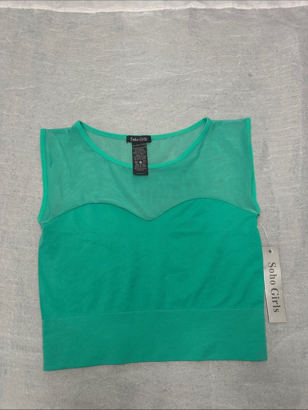 Soho Girls Teal Mesh Yoke Sleeveless Tank